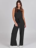 ANRABESS Womens Jumpsuits 2025 Casual Summer Dressy Romper Sleeveless Wide Leg Long Pants Outfits Fashion Travel Clothes Black Medium