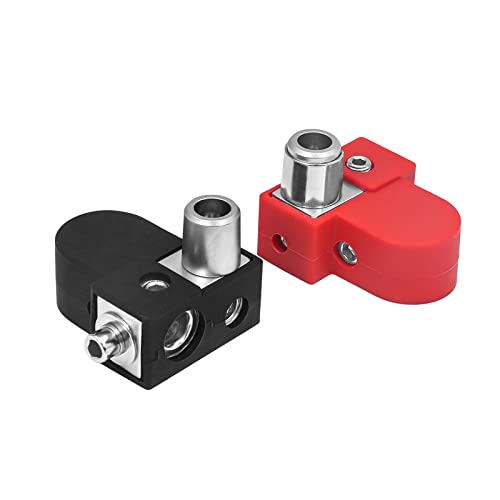 Recoil BTO Solid Brass Positive Negative Battery Terminals with Adaptor Collars, 1X0/2/4 Gauge & 1X4/8 Gauge Outputs, Top-Mounted or Side-Mounted Power Ring Provision and OEM Post Adapter