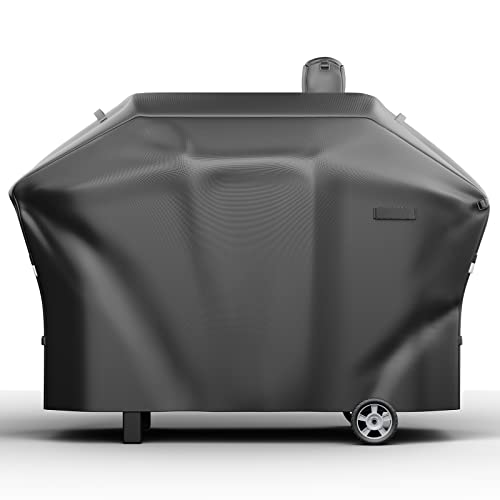 Pellet Grill Cover for Camp Chef Smoker, Cover Upgraded Full-Length Heavy Duty Waterproof Anti-UV Cover for Woodwind Pro 24 PG24SE PG2424SGB SmokePro DLX 24 PG24MZG PG24WWSB, for Weber Searwood 600