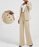 Casly Lamiit 2 Piece Outfits for Women Dressy Casual Asymmetrical Blazer Suit High Waisted Pants Matching Sets Airplane Travel Classy Loose Fit Work Clothes Beige L