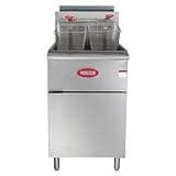 Kratos Commercial Gas Floor Deep Fryer (Gas) - 70-100 lb. Oil Capacity, 5 Heating Tubes, 150,000 BTU, Stainless Steel with 2 Fryer Baskets (29Y-012-NAT)