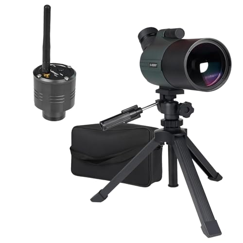 SVBONY SV41Pro Spotting Scope, Mak Telescope with FMC Coating &1.25" Detachable Eyepiece, 28-84x80mm Scope with SC311 WiFi Camera & Tabletop Tripod for Digiscoping, Visual Observation, Photography