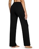 G4Free Petite Wide Leg Pants for Women Yoga Dress Pants with Pockets Straight Leg Sweatpants Stretch Business Casual Work Pants(Black,M,29")