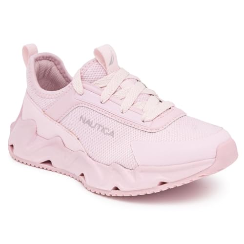 Nautica Kids Girls' Runners Sneakers - Breathable Casual Tennis Shoes with Cushioned Wavy Sole for Big Kids and Little Kids-Maybella S-Blush Tonal-3