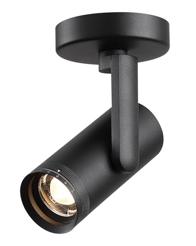 Opulux 12W LED Dimmable Zoomable Ceiling Spotlight Indoor – Adjustable Beam Angle 10-55° Surface Mount Wired Accent Spot Light for Picture, Plants & Painting | Warm White 3000K CRI 97, Black