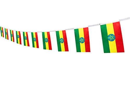 Ethiopia Flag Ethiopian Flag,100Feet/76Pcs National Country World Pennant Flags Banner,Party Decorations Supplies For,Bar,Indoor and outdoor flags,International Festival