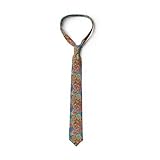 Lunarable Men's Tie, Colorful Paisley Floral Art, 3.7", Red Blue