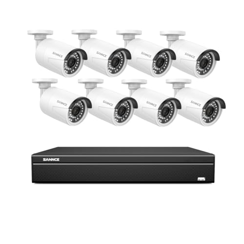 SANNCE PoE NVR 4K 16 Channel, 8MP CCTV Security Camera System with 8pcs 4K 8MP PoE IP Security Camera Outdoor Weatherproof Cameras with Smart IR LEDs, Night Vision, Motion Detection, One-Way Audio