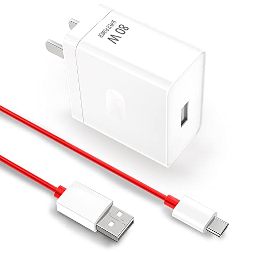 80W SuperVooc Charger for OnePlus 10Pro/10R, 65W Warp Charger for OnePlus 9Pro/9/8T/Nord 2T/9R/9RT,Super Fast USB C Wall Charger Block Replacement with 3.3ft Ultra Fast Type C Charging Cable