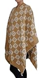 Michael Kors Logo Jacquard Fringed Poncho Cape Sweater (Beige)