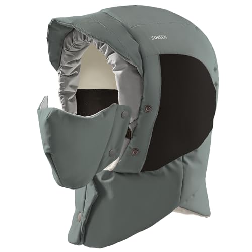 Sukeen Lightweight Trapper Hats for Women Men Waterproof Bomber Hats Windproof Winter Warm Hat with Ear Flaps and Mask Gray
