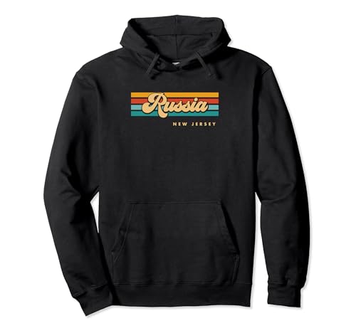 Vintage Sunset Stripes Russia, New Jersey Pullover Hoodie