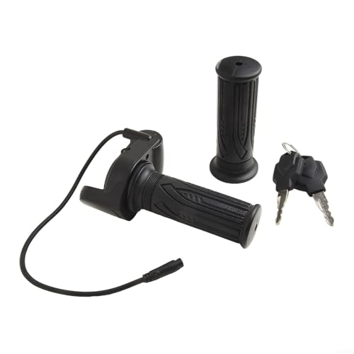 E-Bike Throttle Grip, Electric Scooter Throttle Grips keys buttom start with LCD Display and Key Lock, Easy Install Handlebar Power Indicator for Electric Bikes Scooters Motorcycles(with keys)