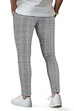 GINGTTO Grey Plaid Pants for Men Slim Fit,Chinos Pants Men Stretch 33