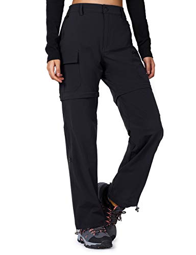 Cycorld Women's-Hiking-Pants-Convertible Quick-Dry-Stretch-Lightweight Zip-Off Outdoor Pants with 5 Deep Pockets (Black, Medium)