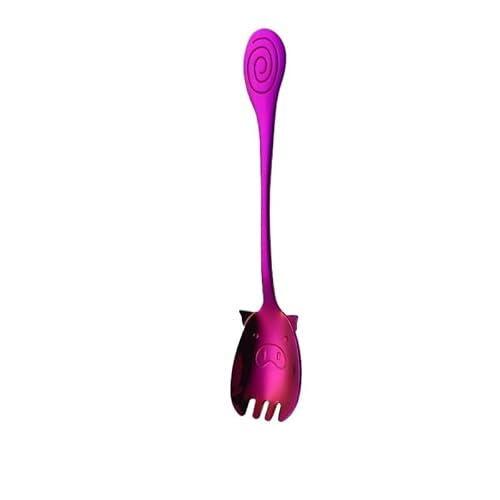IFAJOOR Flatware Silverware Set, 1/4/6/8 Pcs Pig 304 Stainless Steel Fork Creative Cartoon Fork Stirring Dessert Fork, Tableware Cutlery Set(Purple,4 Pieces)