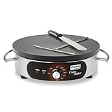 Waring Commercial WSC160X 16" Electric Crepe Maker, Cast Iron Cooking Surface, Stainless Steel Base, Includes Batter Spreader and Spatula, 120V, 1800W, 5-15 Phase Plug