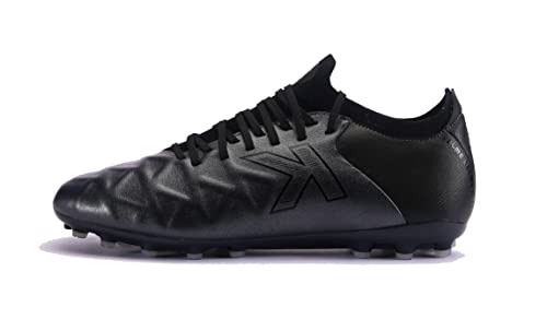 KELME Soccer Cleats Calfskin Leather Men's and Women's - Soccer Shoes Outdoor/Indoor Unisex Adult Sizes - Artificial Grass AG (Black, 10)