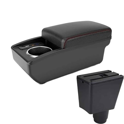 DUYHGCTE for Renault Logan 2 Armrest Box for Dacia Logan 2 Dokker for Renault Sandero 2 Car Armrest Storage Box Interior Retrofit Accessories with USB(B1 Red line 6 USB)