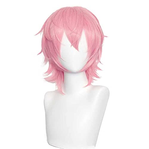 OWOISS Anime Cosplay Wig,Yarichin B Club Ayato Yuri Cosplay Wig,Short pink Wig,with Free Wig Cap,for Christmas Carnival party Halloween Cosplay Wig