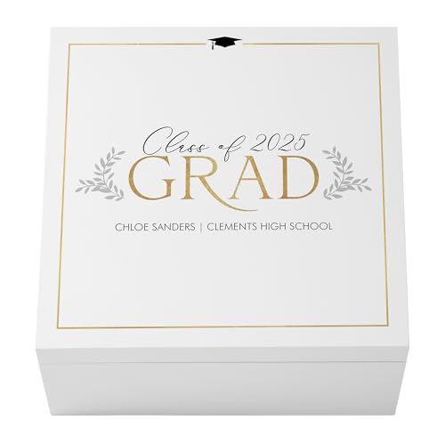 Let's Make Memories Personalized Keepsake Box - For Graduation - Class of 2025 - Graduate Memento Box - Customized for any Grad and School - Branch Out - 12" Lx12”Wx6”H