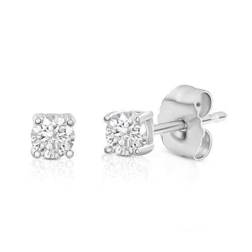 Amazon Essentials IGI Certified 0.25 Carat Solitaire Lab Grown Diamond Stud Earrings in Solid 14k White Gold - 4 Prong Round Cut (G-H Color, VS1-VS2 Clarity) - Gold Stud Earrings - Stud Earrings for Women