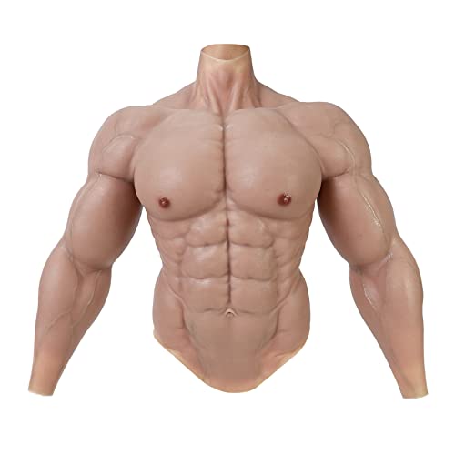 SMITIZEN Silicone Muscle Suit Upgraded Version Male Chest with Arms Realistic Fake Muscle Costume Cosplay Halloween Carnival (Natural)