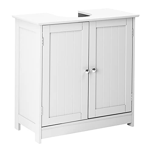 Bonnlo Pedestal Sink Storage Cabinet with 2 Doors Traditional Under Sink Cabinet Bathroom Space Saver Organizer with Adjustable Shelf White 3 5/8" W x 11 7/16" D x 23 5/8" H