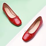 C.Paravano Flats Shoes for Women | Women's Flats | Round Toe Flats | Red Ballet Flat | Womens Leather Shoes | Slip On Dressy Shoes (Size 7,Red-d)