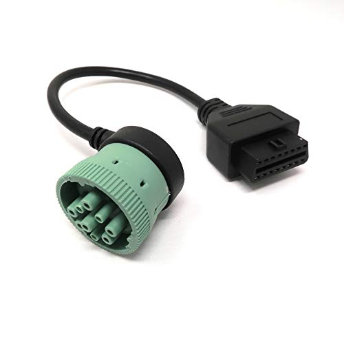 OBD2 9 Pin to 16 Pin J1962-J1939 Adapter Cable – Heavy-Duty Diagnostic Tool for Trucks – Green 9 Pin Connector for Easy Plug & Play