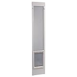 Ideal Pet Products Aluminum Pet Patio Door, Adjustable Height 77-5/8" to 80-3/8", 10-1/2" x 15" Flap Size, White