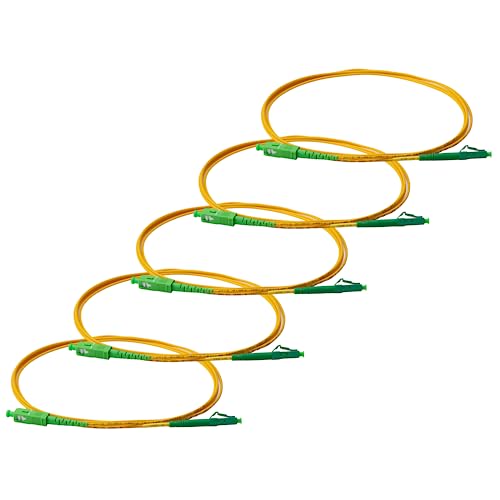 trueCABLE LC to SC OS2 Fiber Patch Cable, 3m (9.84ft), APC Polish, 200GB Singlemode (SM) Simplex 9/125um, Riser Rated (OFNR), UL Listed, Replacement Internet Fiber Cable, 5 Pack, Yellow