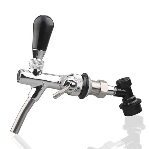 Ball Lock Beer keg Tap - LUCKEG Brand G5/8 Thread Draft Beer Keg Faucet Flow Control Self-Closing Chrome Plated Tap With Ball Lock Disconnect Liquid Kegerator Parts Cornelius Corny Keg Tap Kit