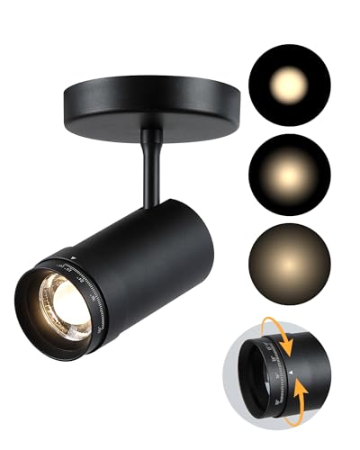 Opulux 9W LED Zoomable Ceiling Spotlight, Dimmable, Adjustable Beam Angle 10-55°, Swivel, CRI 97, Matte White Aluminum, Wired Accent Lamp for Corridor, Artwork, Living Room, and Modern Interiors