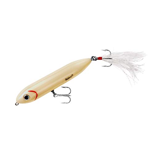Heddon Super Spook Topwater Fishing Lure for Saltwater and Freshwater, Bone - Feather Dressed, Feather Super Spook Jr (1/2 oz)