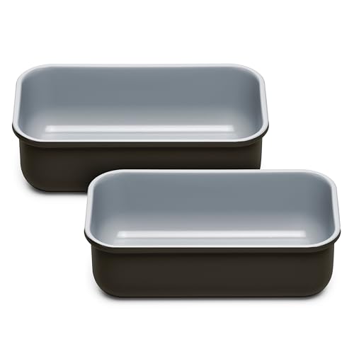 Caraway Non-Stick Ceramic 1 lb Loaf Pan Duo - Naturally Slick Ceramic Coating - Non-Toxic, PTFE & PFOA Free - Perfect for Pound Cakes, Breads, & More