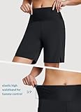 BALEAF Swim Shorts Women Long 7" High Waisted Quick Dry Board Shorts Knee Length Bathing Suit Bottoms with Pockets Black L