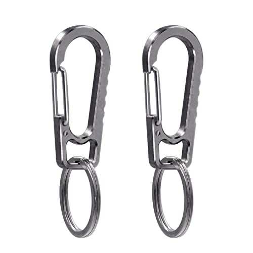 AIIKEE Titanium Heavy Duty Keychain Carabiner, EDC Key Clip Anti-Lost Quick Released Backpack Hook, Car Keychain Clip, Belt Loop Clip, Outdoor Camping Keyring- 2 Pack