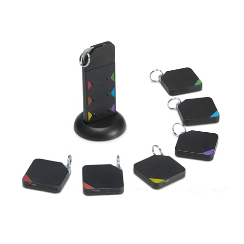 Amazon Basics Key Finder, Wallet, Pet, Phone, Item Locator - 6 Smart Trackers, 1 Remote, 100 ft (30 m) Range, up to 80dB alarm