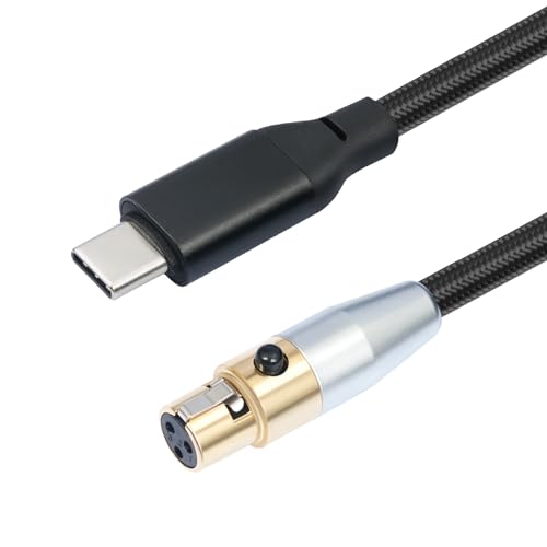 HUALEU 6FT USB C to 3Pin Mini XLR Female Stereo Replacement Headphone Cable,32Bit/384Khz/SNR 120DB HiFi Replacement Cable for AKG K240/K240MK II / K702 / K271s /K182/K175/K181/K371/Q701 Headphones