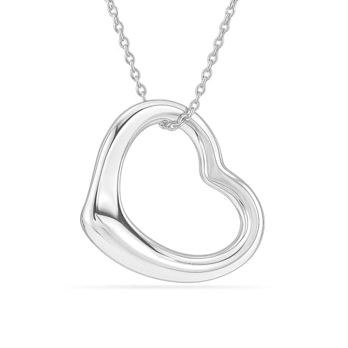 LeCalla 925 Sterling Silver Heart Necklace Open Heart Pendant Open Heart Necklace for Women Floating Love Heart Necklace Teen