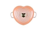 Le Creuset Enameled Cast Iron Traditional Shallow Heart Cocotte, 1.25 Qt., Peche Light Gold Heart Knob