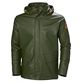 Helly-Hansen Workwear Gale Mens Rain Jackets Waterproof With Hood Made from Heavy-Duty Polyurethane on Polyester Knit, 480 Army Green - X-Large