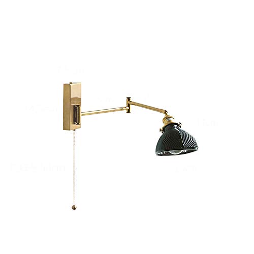 Lámpara de pared de Hierro con Base E27, plegable, telescópica, con interruptor de tiro, de vidrio nórdico, lámpara de Noche, adecuada para dormitorio Familiar, lámpara de lectura, Espejo de tocador,