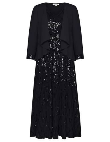 GRACE KARIN Plus Size Mother of the Bride Dress Wedding Guest Cocktail Sequin Dress Black 18