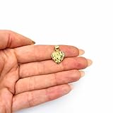 10K Yellow Gold Nugget Heart Pendant 0.7"-1.4", 0.7"