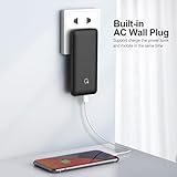 Q 10000mAh Power Bank, Slim Portable Charger,4 Output External Battery Pack with Built-in AC Wall Plug Micro USB C 3 Cables Compatible with iPhone Samsung Android Phone Tablet and More