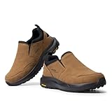 FitVille Men's Wide Hiking Shoes for Men Slip on Loafers Go Walking Shoes Trekking Trails Sneakers with Arch Support (11 Wide, Dune Brown)