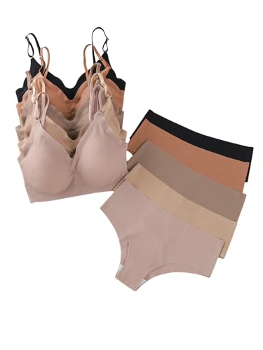 Verdusa Women's 10 Piece No Show Sexy Lingerie Sets Seamless Wireless Bra and Panty Set Multicolor Medium