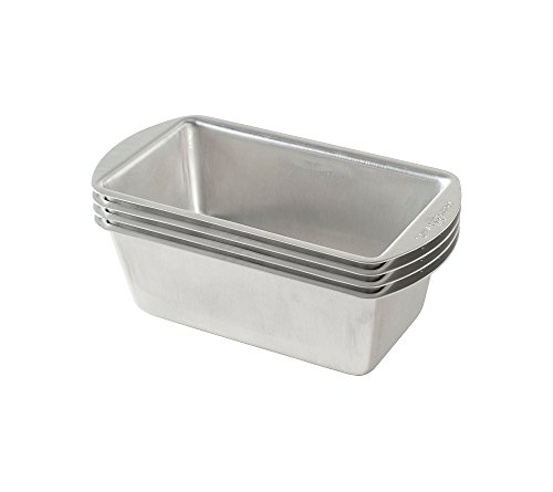 Nordic Ware Natural Aluminum Commercial Mini Loaf Pans, Four 2-Cup Pans